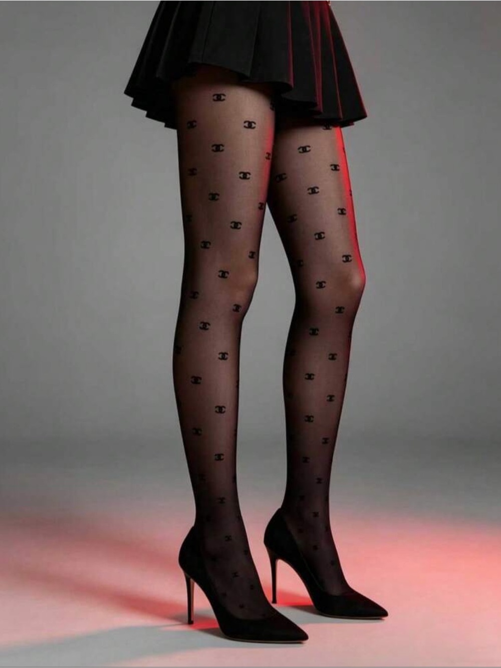 CC Black Logo Sheer Tights New Size XS S M L XL XXL